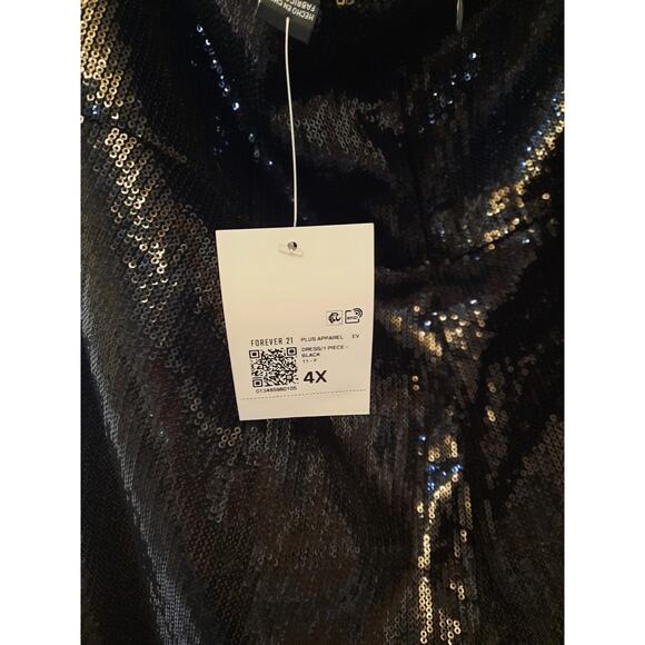 Forever 21 4X NWT Black Sparkle Sequin jumpsuit built-in bra - Picture 3 of 5